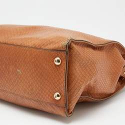 Pre Owned MICHAEL Michael Kors Tan Python Embossed Leather Large Hamilton North South Tote