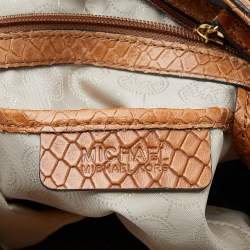 Pre Owned MICHAEL Michael Kors Tan Python Embossed Leather Large Hamilton North South Tote