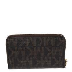 MICHAEL Michael Kors Signature Coated Canvas Logo Zip Around Wristlet Wallet