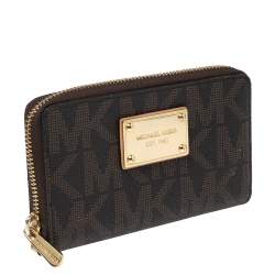 MICHAEL Michael Kors Signature Coated Canvas Logo Zip Around Wristlet Wallet