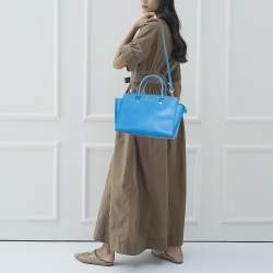 Pre Owned MICHAEL Michael Kors Sky Blue Saffiano Leather Large Selma Tote