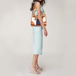 مملوكة مسبقًا حقيبة يد توتس مايكل مايك ل كورس هاميلتون مخطط أحادي اللون جلد وكانفاس ثلاثي اللون