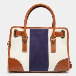 مملوكة مسبقًا حقيبة يد توتس مايكل مايكل كورس هاميلتون مخطط أحادي اللون جلد وكانفاس ثلاثي اللون