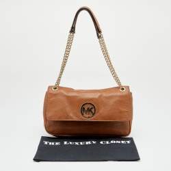 Pre Owned حقيبة كتف مايكل مايكل كورس فولتون جلد بني