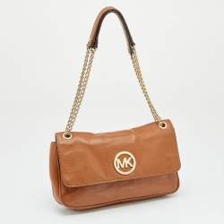 Pre Owned حقيبة كتف مايكل مايكل كورس فولتون جلد بني