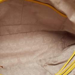 Pre Owned MICHAEL Michael Kors Yellow Leather Medium Jet Set Top Zip Tote