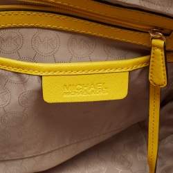 Pre Owned MICHAEL Michael Kors Yellow Leather Medium Jet Set Top Zip Tote