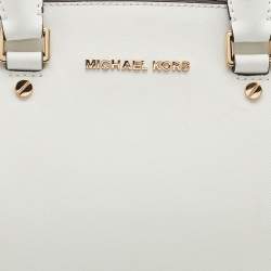 Pre Owned MICHAEL Michael Kors White Saffiano Leather Large Selma Satchel