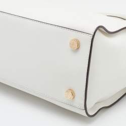 Pre Owned MICHAEL Michael Kors White Saffiano Leather Large Selma Satchel