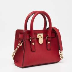 مملوكة مسبقًا حقيبة كروس مايكل كورس ميني هاميلتون جلد سافيانو أحمر 