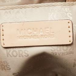 Pre Owned MICHAEL Michael Kors Metallic Gold Mirror Signature Leather Medium Grayson Satchel