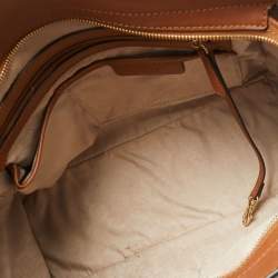 Pre Owned MICHAEL Michael Kors Brown Saffiano Studded Leather Large Selma Satchel