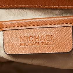 Pre Owned MICHAEL Michael Kors Brown Saffiano Studded Leather Large Selma Satchel