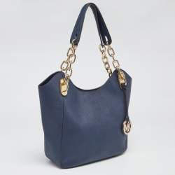 Pre Owned MICHAEL Michael Kors Navy Blue Leather Lillie Hobo