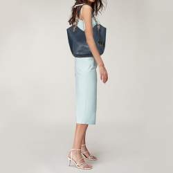 Pre Owned MICHAEL Michael Kors Navy Blue Leather Lillie Hobo