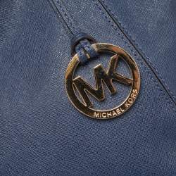 Pre Owned MICHAEL Michael Kors Navy Blue Leather Lillie Hobo