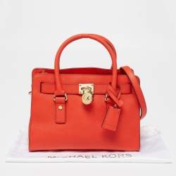 Pre Owned حقيبة يد توتس مايكل مايكل كورس هاميلتون جلد سافيانو برتقالي