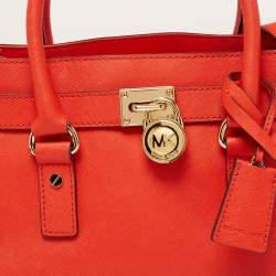 Pre Owned حقيبة يد توتس مايكل مايكل كورس هاميلتون جلد سافيانو برتقالي