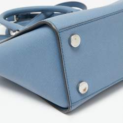 Pre Owned MICHAEL Michael Kors Blue Leather Medium Selma Satchel