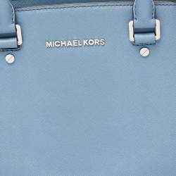 Pre Owned MICHAEL Michael Kors Blue Leather Medium Selma Satchel