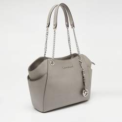 Pre Owned حقيبة يد توتس مايكل مايكل كورس جيت سيت ترافيل جلد رصاصي بسلسلة