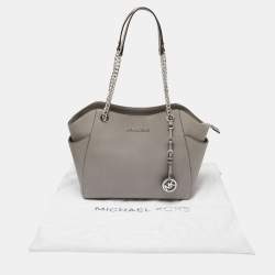 Pre Owned حقيبة يد توتس مايكل مايكل كورس جيت سيت ترافيل جلد رصاصي بسلسلة