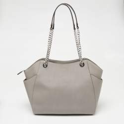 Pre Owned حقيبة يد توتس مايكل مايكل كورس جيت سيت ترافيل جلد رصاصي بسلسلة