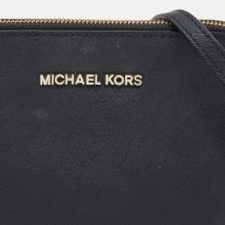 Pre Owned حقيبة كروس مايكل مايكل كورس سيندي جلد أسود طراز دوم 