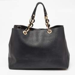 Pre Owned حقيبة يد توتس مايكل مايكل كورس سينثيا جلد أسود كبيرة