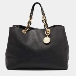 Pre Owned حقيبة يد توتس مايكل مايكل كورس سينثيا جلد أسود كبيرة