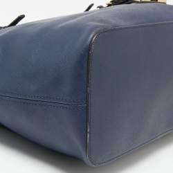 Pre Owned MICHAEL Michael Kors Blue Leather Medium Jet Set Travel Tote