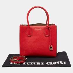 Pre Owned MICHAEL Michael Kors Red Leather Mercer Gallery Tote