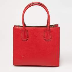 Pre Owned MICHAEL Michael Kors Red Leather Mercer Gallery Tote