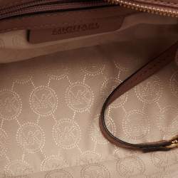 Pre Owned MICHAEL Michael Kors Cream/Brown Leather Medium Selma Crossbody Bag