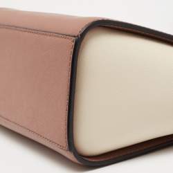 Pre Owned MICHAEL Michael Kors Cream/Brown Leather Medium Selma Crossbody Bag