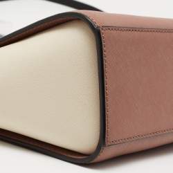 Pre Owned MICHAEL Michael Kors Cream/Brown Leather Medium Selma Crossbody Bag