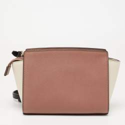 Pre Owned MICHAEL Michael Kors Cream/Brown Leather Medium Selma Crossbody Bag