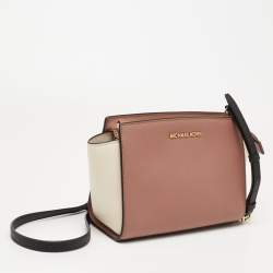 Pre Owned MICHAEL Michael Kors Cream/Brown Leather Medium Selma Crossbody Bag