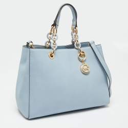 مملوكة مسبقًا MICHAEL Michael Kors Light Blue Saffiano Leather Medium Cynthia Tote