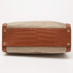 مملوكة مسبقًا Michael Kors Beige/Brown Canvas and Leather Large Studded Hamilton Tote