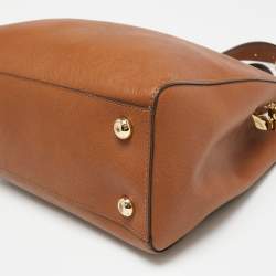 Pre Owned حقيبة يد توتس مايكل مايكل كورس سينثيا جلد سافيانو بني متوسطة