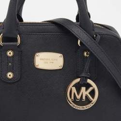 Pre Owned MICHAEL Michael Kors Black Leather Dome Satchel