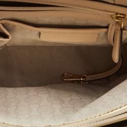 Pre Owned MICHAEL Michael Kors Metallic Gold Mirror Signature PVC and Leather East-West Tote