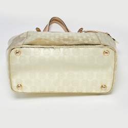 Pre Owned MICHAEL Michael Kors Metallic Gold Mirror Signature PVC and Leather East-West Tote