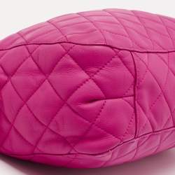Pre Owned MICHAEL Michael Kors Neon Pink Quilted Leather Susannah Hobo