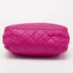 Pre Owned MICHAEL Michael Kors Neon Pink Quilted Leather Susannah Hobo