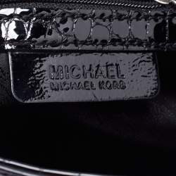 Pre Owned MICHAEL Michael Kors Black Croc Embossed Patent Leather Hamilton Tote