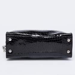 Pre Owned MICHAEL Michael Kors Black Croc Embossed Patent Leather Hamilton Tote