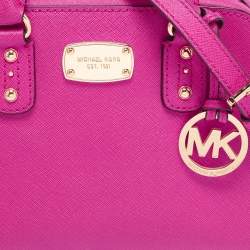 Pre Owned MICHAEL Michael Kors Fuchsia Leather Mini Cindy Satchel