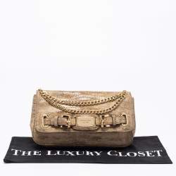 Pre Owned حقيبة كتف مايكل مايكل كورس هاميلتون جلد نقشة ثعبان أخضر زيتوني بقلاب